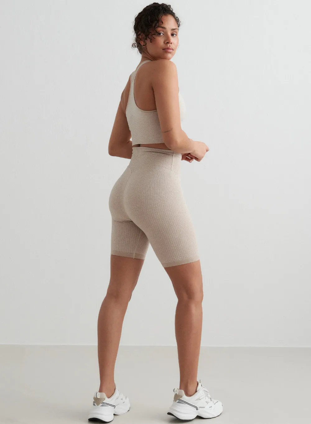 Seamless Biker Shorts|All Biker Shorts^AIM’N Ribbed Seamless Biker Shorts Beige