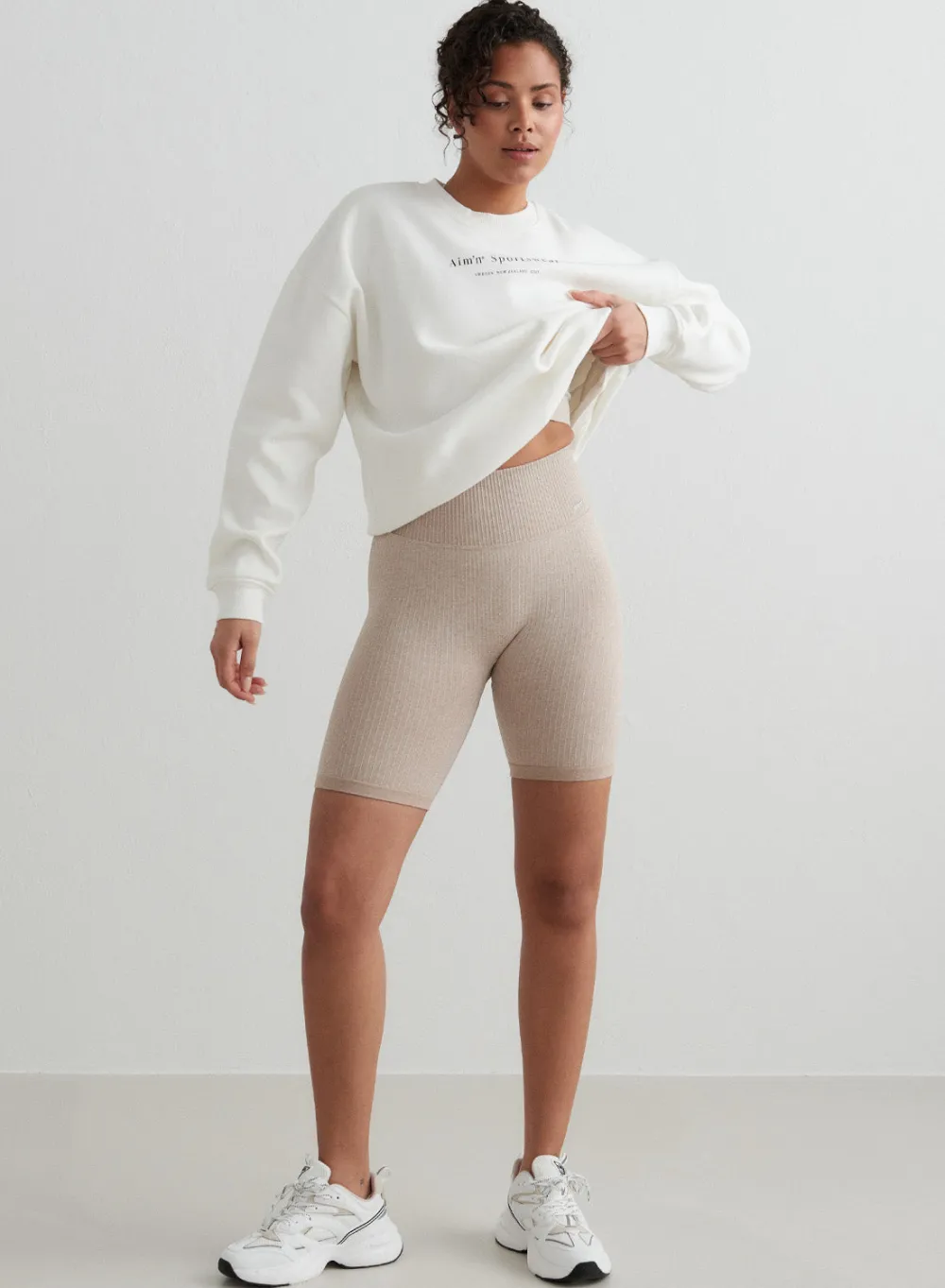 Seamless Biker Shorts|All Biker Shorts^AIM’N Ribbed Seamless Biker Shorts Beige