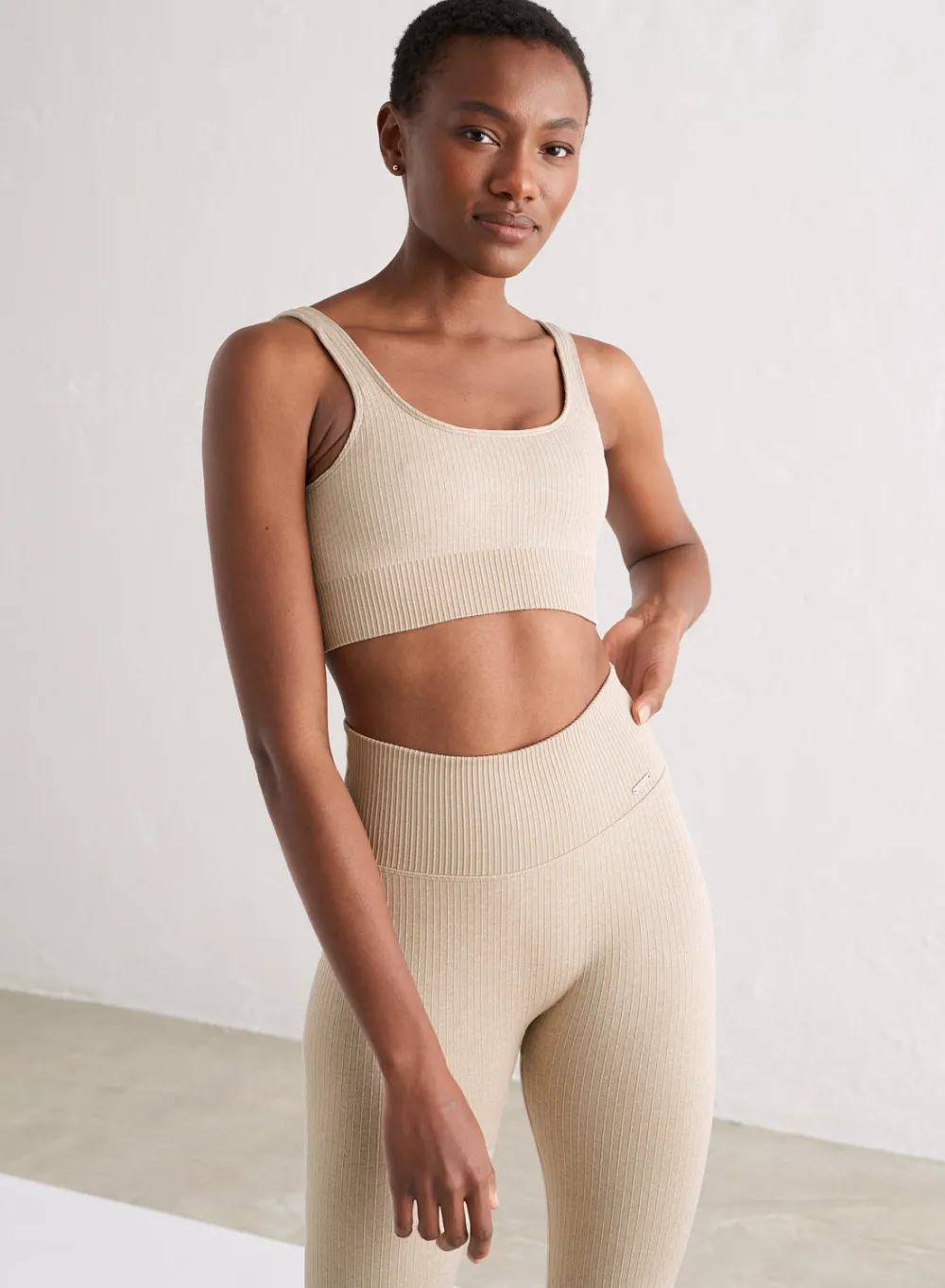 Ribbed Sports Bras|Seamless Sports Bras^AIM’N Ribbed Seamless Bra Beige