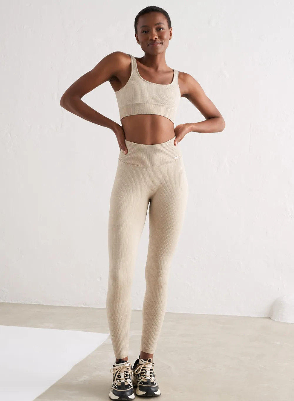 Ribbed Sports Bras|Seamless Sports Bras^AIM’N Ribbed Seamless Bra Beige