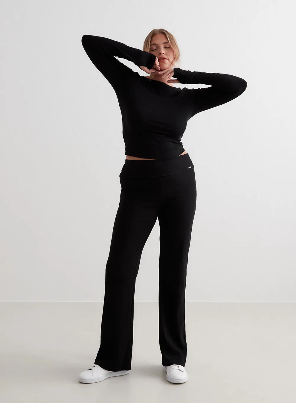 Langermede Skjorter|Everyday Shirts^AIM’N Ease Ribbed Long Sleeve Top Black
