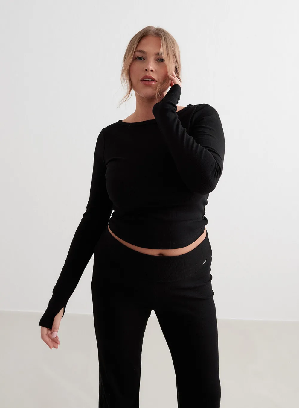 Langermede Skjorter|Everyday Shirts^AIM’N Ease Ribbed Long Sleeve Top Black