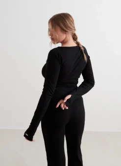 Langermede Skjorter|Everyday Shirts^AIM’N Ease Ribbed Long Sleeve Top Black