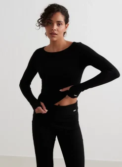 Langermede Skjorter|Everyday Shirts^AIM’N Ease Ribbed Long Sleeve Top Black