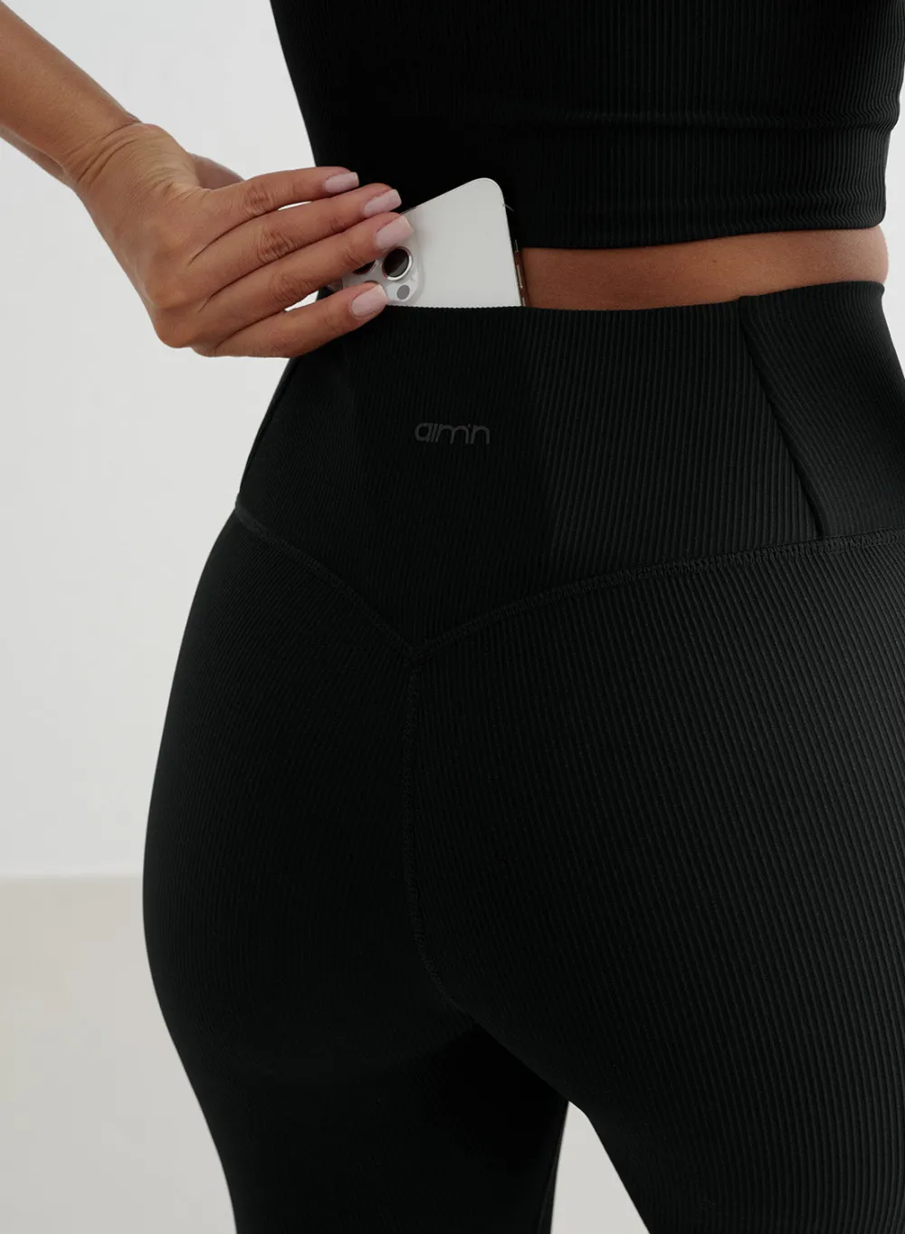 Treningstights|Ribbete Tights^AIM’N Ribbed Performance Tights Black