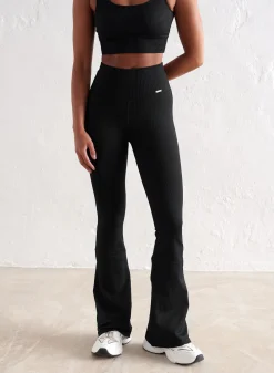 Treningstights|Ribbete Tights^AIM’N Ribbed Seamless Flare Petite Tights Black