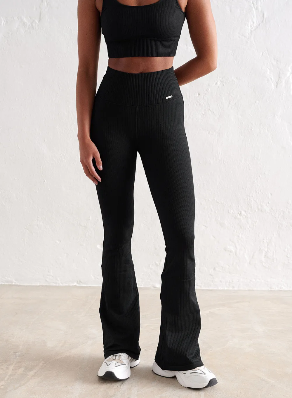 Treningstights|Ribbete Tights^AIM’N Ribbed Seamless Flare Petite Tights Black