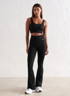 Treningstights|Ribbete Tights^AIM’N Ribbed Seamless Flare Petite Tights Black