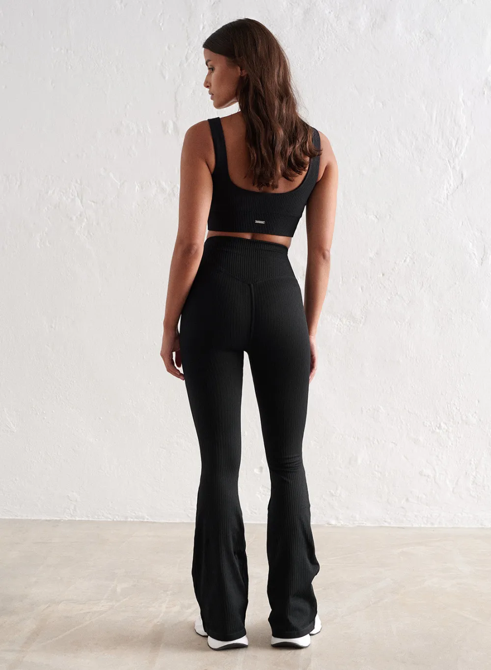 Treningstights|Ribbete Tights^AIM’N Ribbed Seamless Flare Petite Tights Black