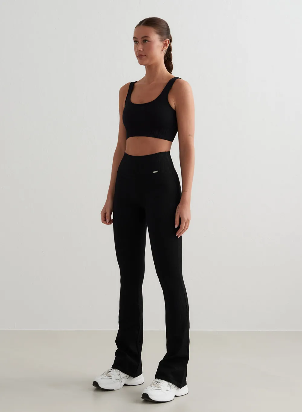 Treningstights|Ribbete Tights^AIM’N Ribbed Seamless Flare Tights Black