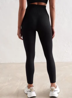 Treningstights|Ribbete Tights^AIM’N Ribbed Seamless Petite Tights Black