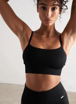 Ribbed Sports Bras|Seamless Sports Bras^AIM’N Ribbed Seamless Strap Bra Black