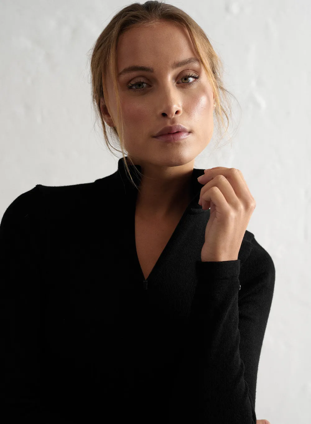 Langermede Skjorter|Everyday Shirts^AIM’N Ribbed Wool Half Zip Black