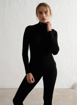 Langermede Skjorter|Everyday Shirts^AIM’N Ribbed Wool Half Zip Black