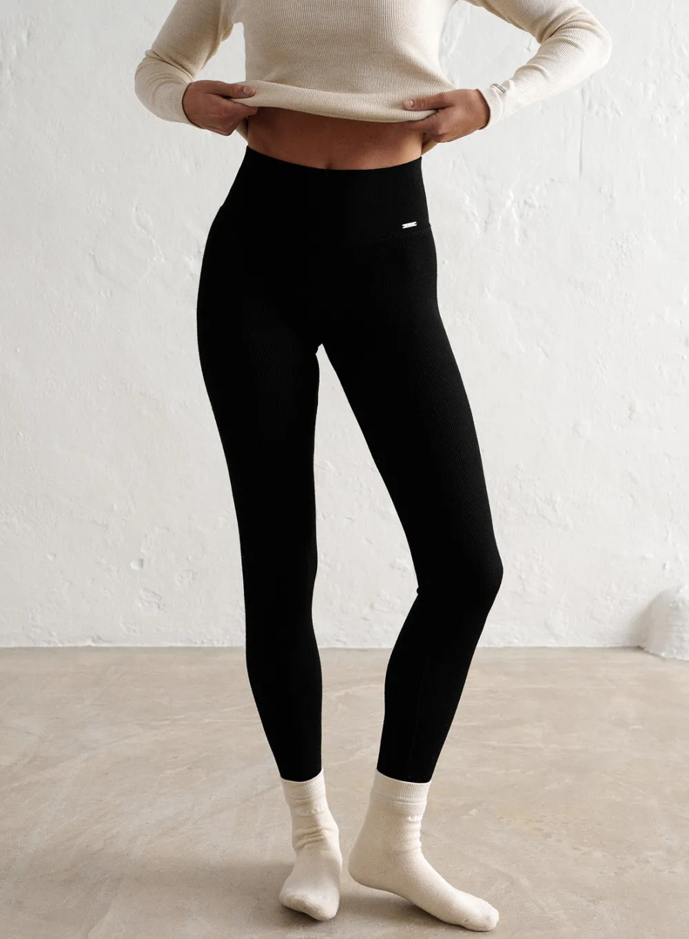 Treningstights^AIM’N Ribbed Wool Leggings Black