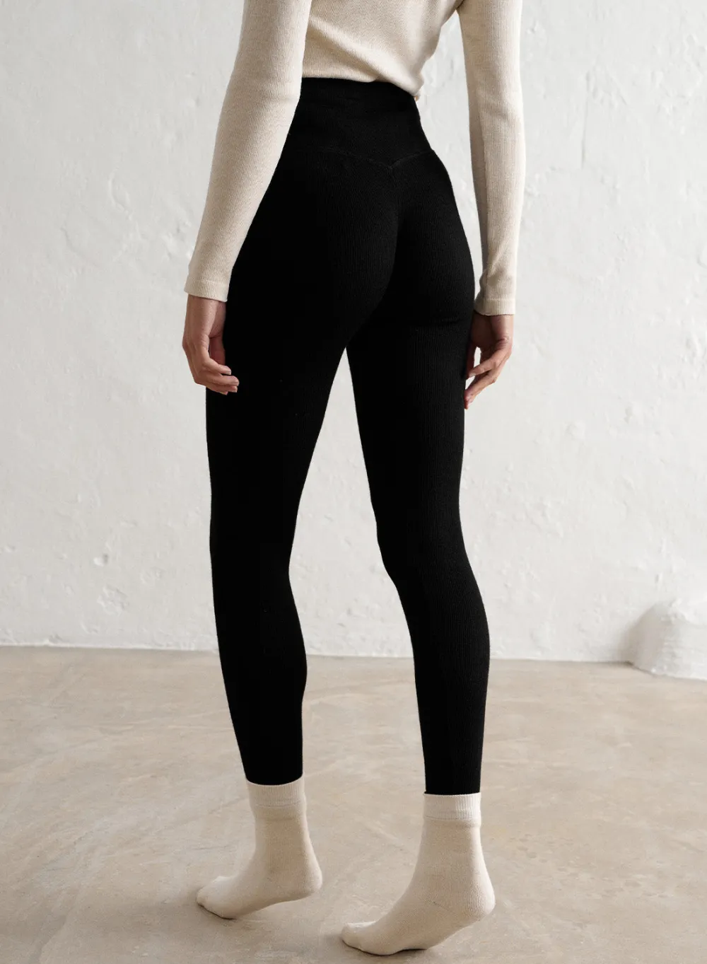 Treningstights^AIM’N Ribbed Wool Leggings Black