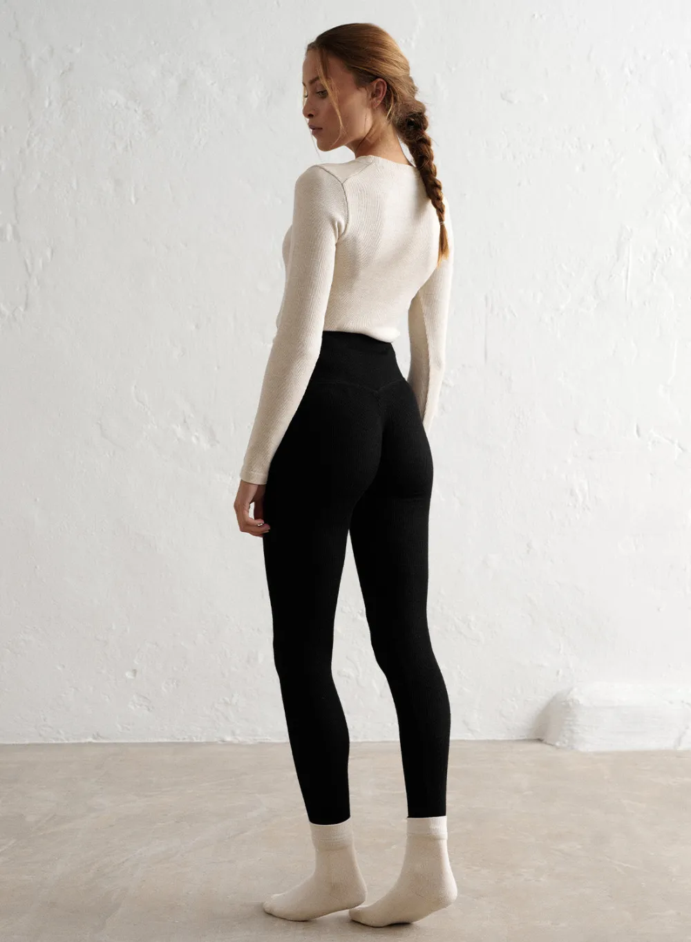 Treningstights^AIM’N Ribbed Wool Leggings Black