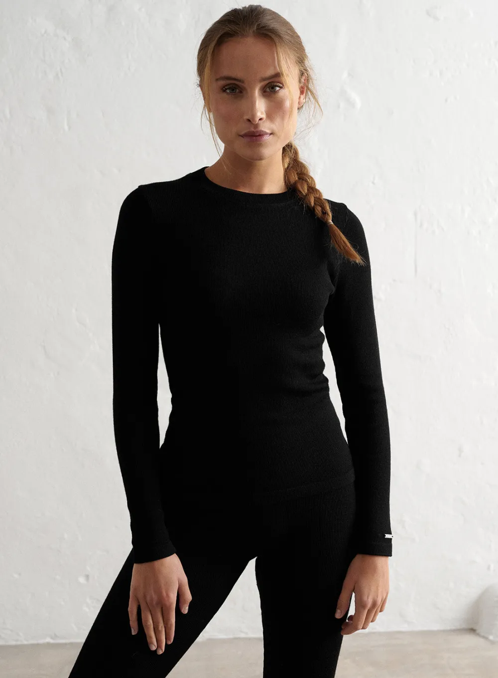 Langermede Skjorter^AIM’N Ribbed Wool Long Sleeve Black