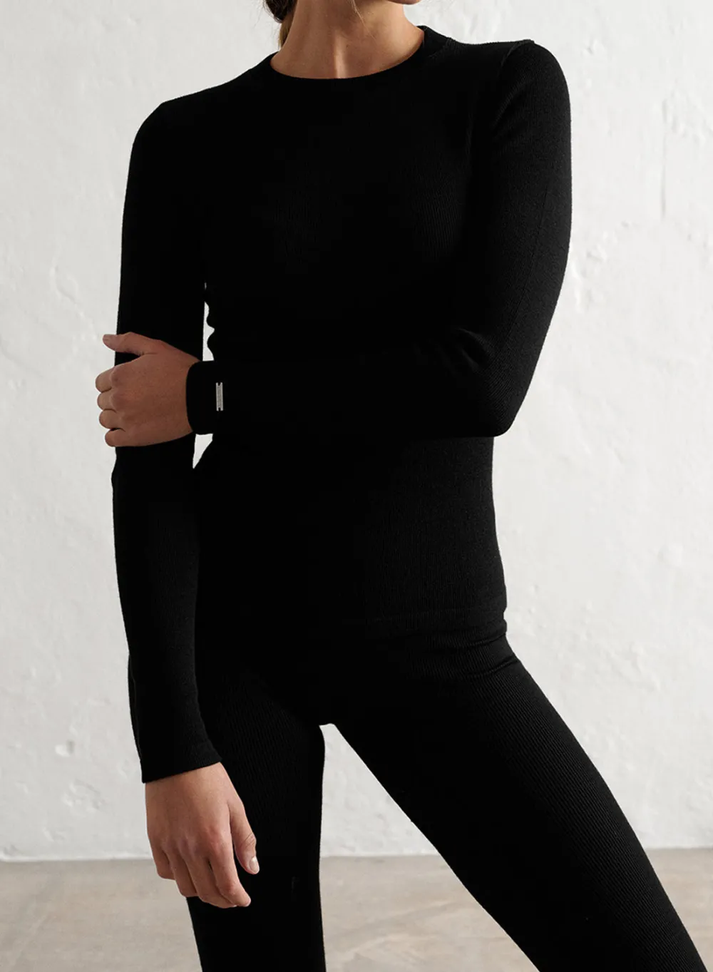 Langermede Skjorter^AIM’N Ribbed Wool Long Sleeve Black