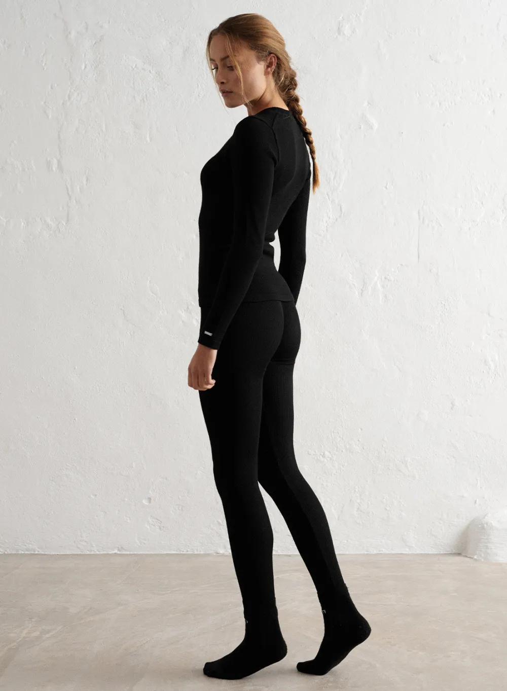 Langermede Skjorter^AIM’N Ribbed Wool Long Sleeve Black