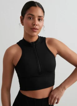 Tank Tops Og Trenings Tank Tops|Workout Tank Tops^AIM’N Black Sculpting Racer Front Zip Top