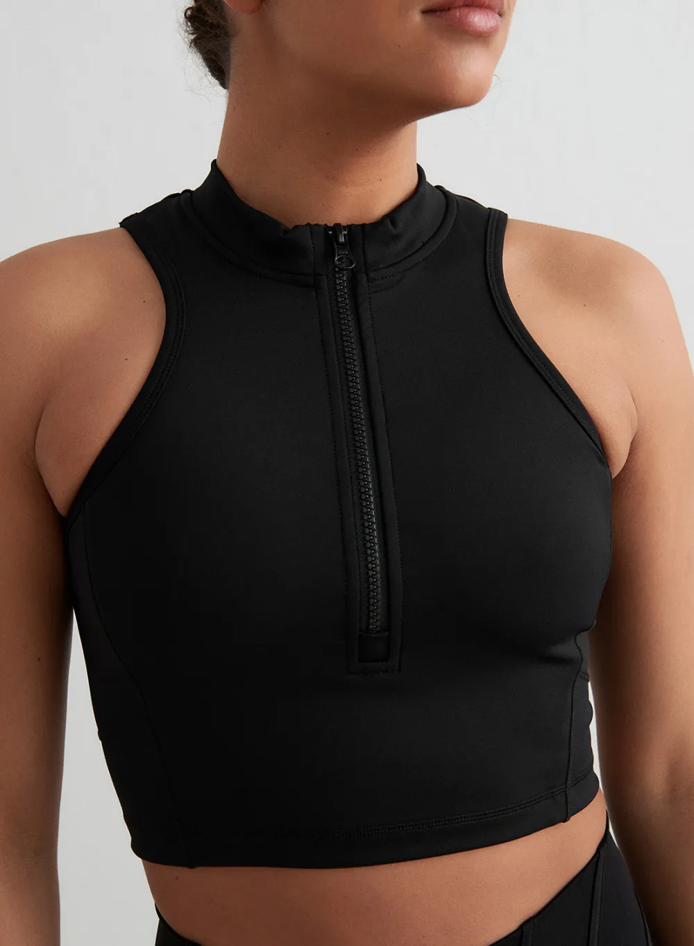 Tank Tops Og Trenings Tank Tops|Workout Tank Tops^AIM’N Black Sculpting Racer Front Zip Top