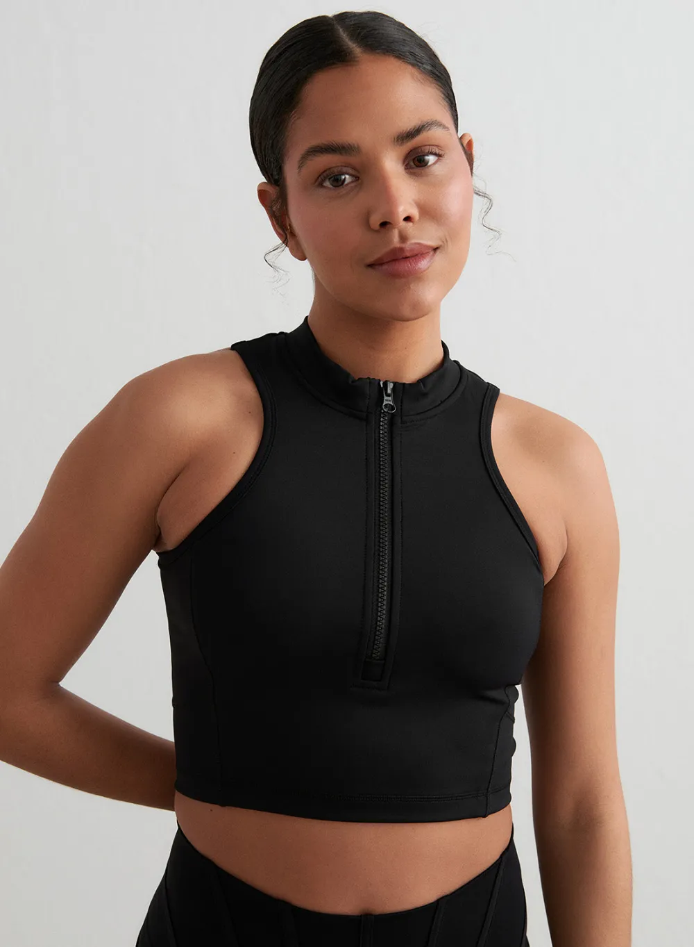 Tank Tops Og Trenings Tank Tops|Workout Tank Tops^AIM’N Black Sculpting Racer Front Zip Top