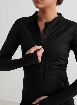Langermede Skjorter|Long Sleeve Workout Tops^AIM’N Black Sculpting Zip Jacket