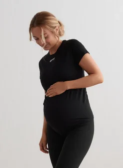 T-skjorter|Trenings-T-shirts^AIM’N Black Soft Basic Maternity Short Sleeve