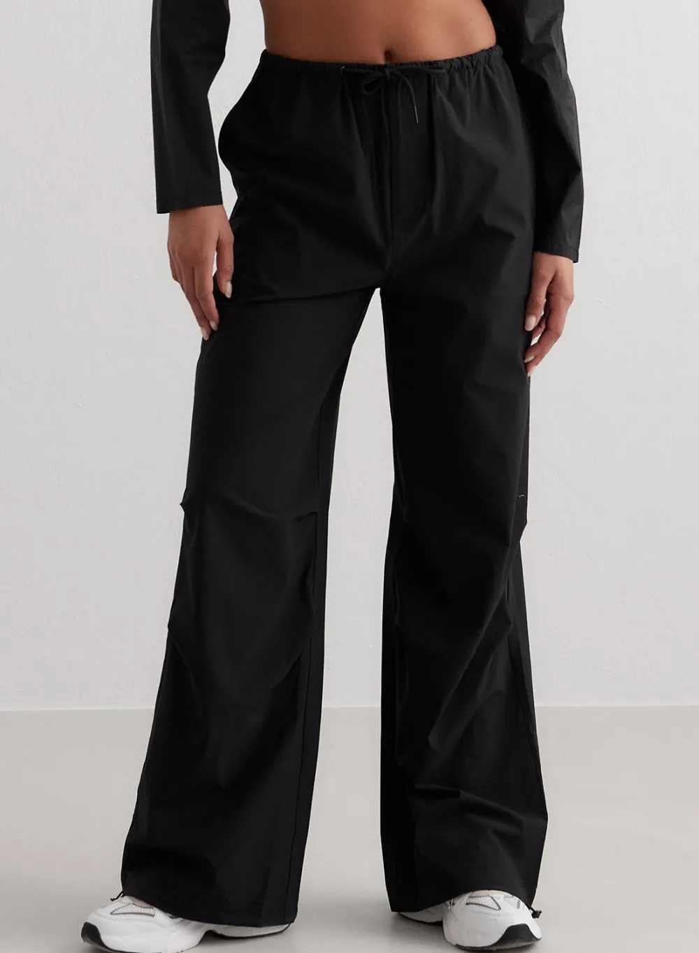 Workout Pants^AIM’N Windbreaker Plain Parachute Pants Black