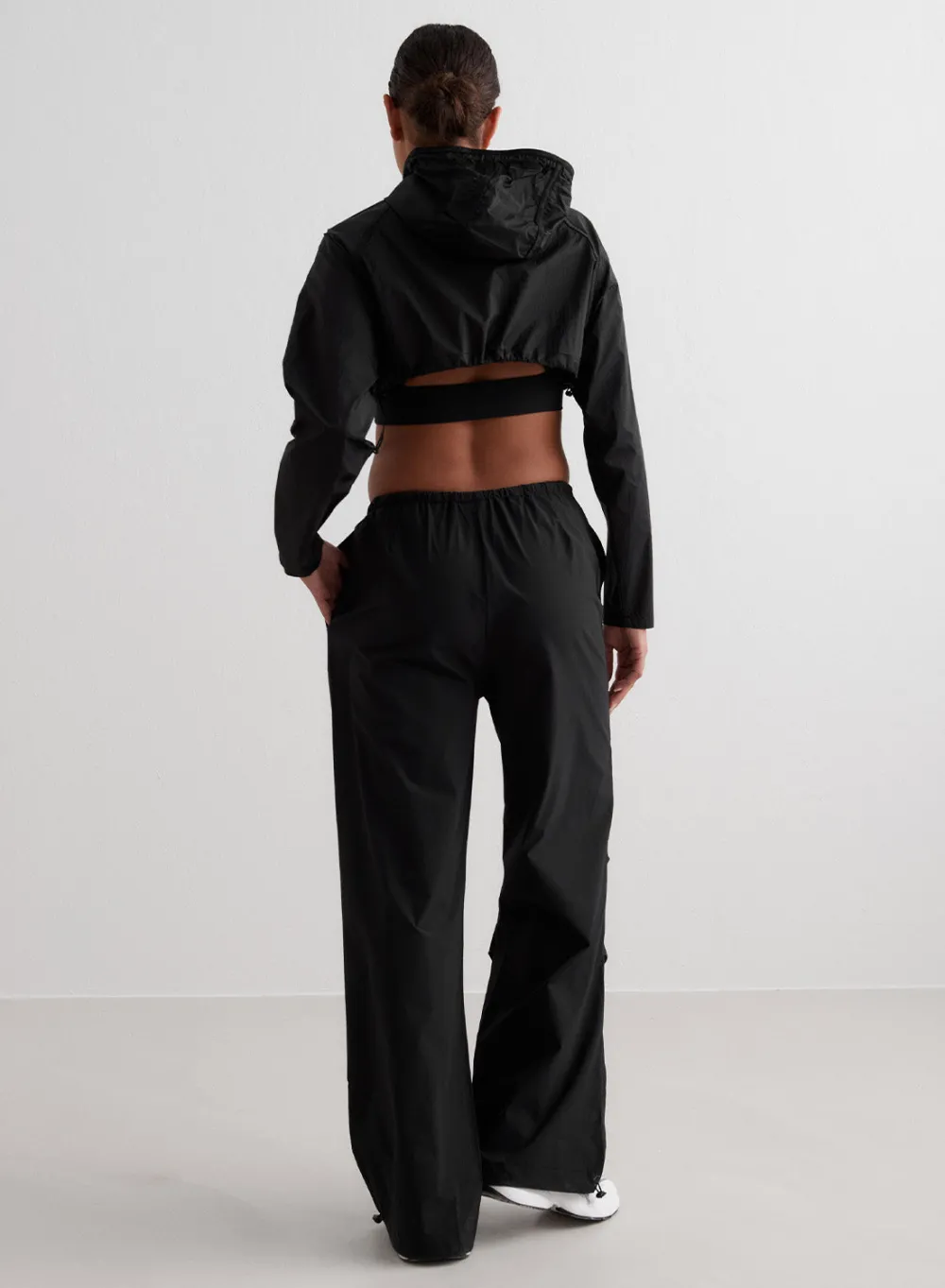 Workout Pants^AIM’N Windbreaker Plain Parachute Pants Black