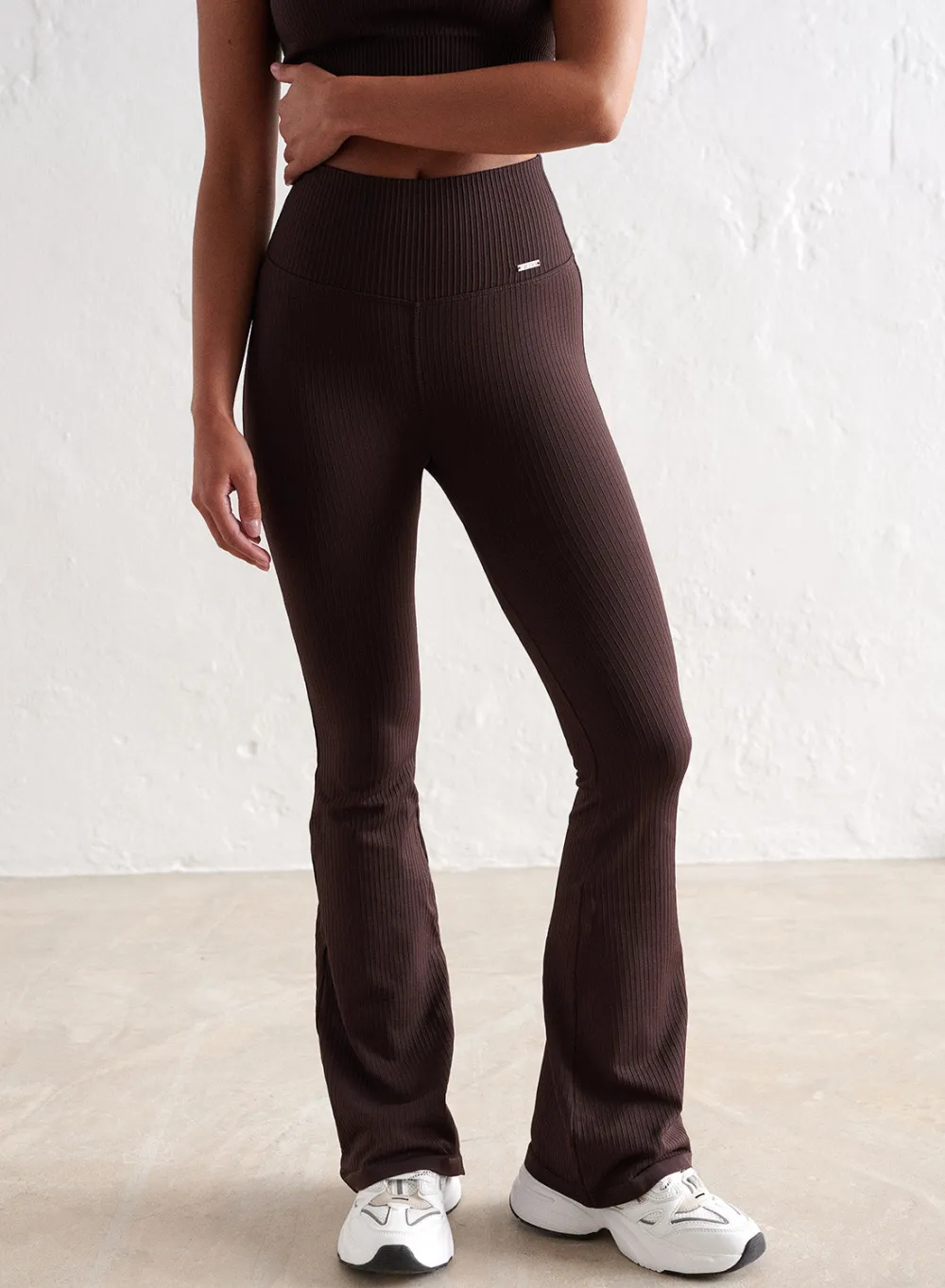 Treningstights|Ribbete Tights^AIM’N Ribbed Seamless Flare Petite Tights Cacao