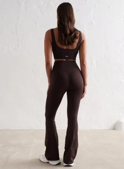 Treningstights|Ribbete Tights^AIM’N Ribbed Seamless Flare Petite Tights Cacao