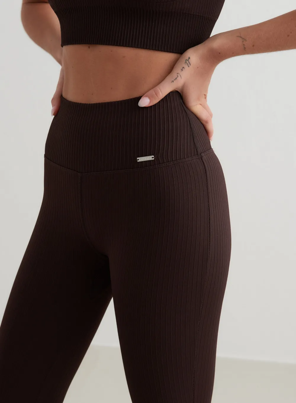Treningstights|Ribbete Tights^AIM’N Ribbed Seamless Flare Tights Cacao