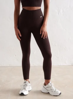 Treningstights|Ribbete Tights^AIM’N Ribbed Seamless Petite Tights Cacao