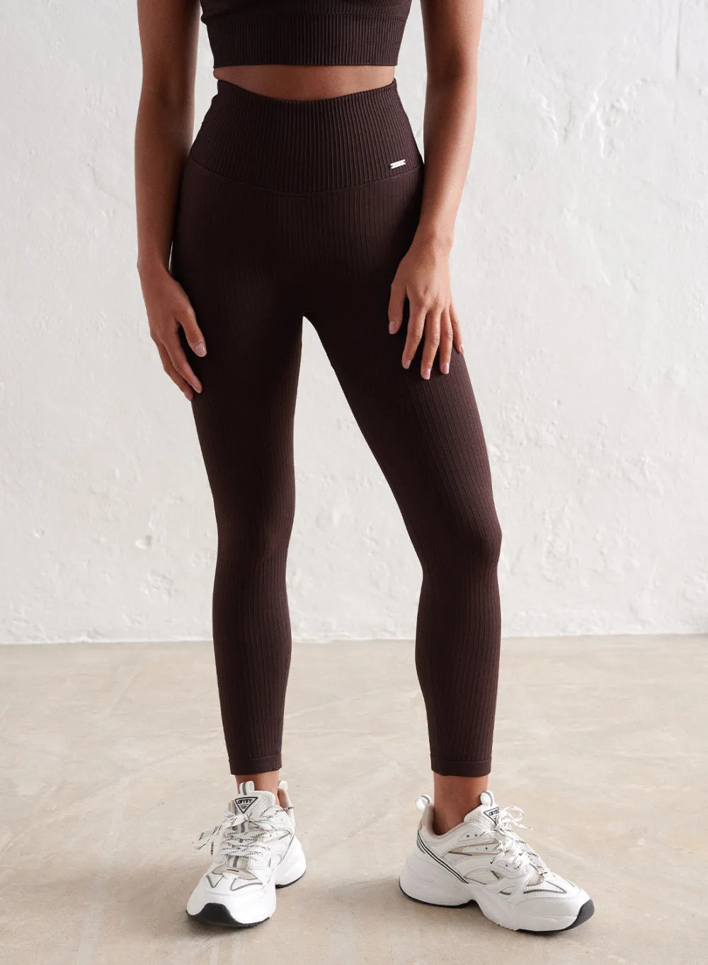 Treningstights|Ribbete Tights^AIM’N Ribbed Seamless Petite Tights Cacao
