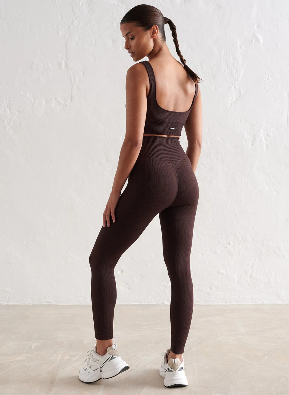 Treningstights|Ribbete Tights^AIM’N Ribbed Seamless Petite Tights Cacao