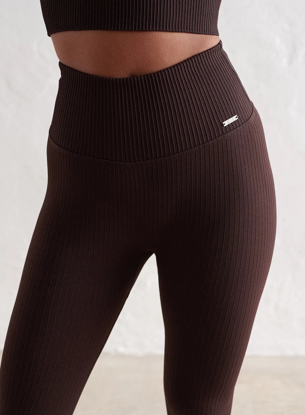 Treningstights|Ribbete Tights^AIM’N Ribbed Seamless Petite Tights Cacao