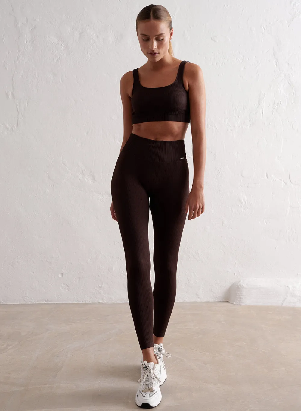 Treningstights|Ribbete Tights^AIM’N Ribbed Seamless Tights Cacao