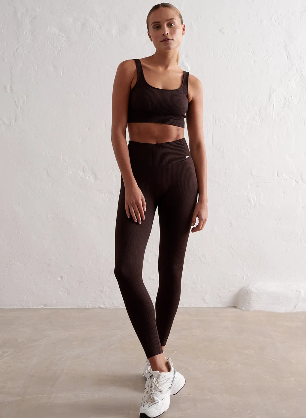 Treningstights|Ribbete Tights^AIM’N Ribbed Seamless Tights Cacao