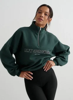 Langermede Skjorter|Sweatshirts^AIM’N Varsity Sweat Half Zip Deep emerald