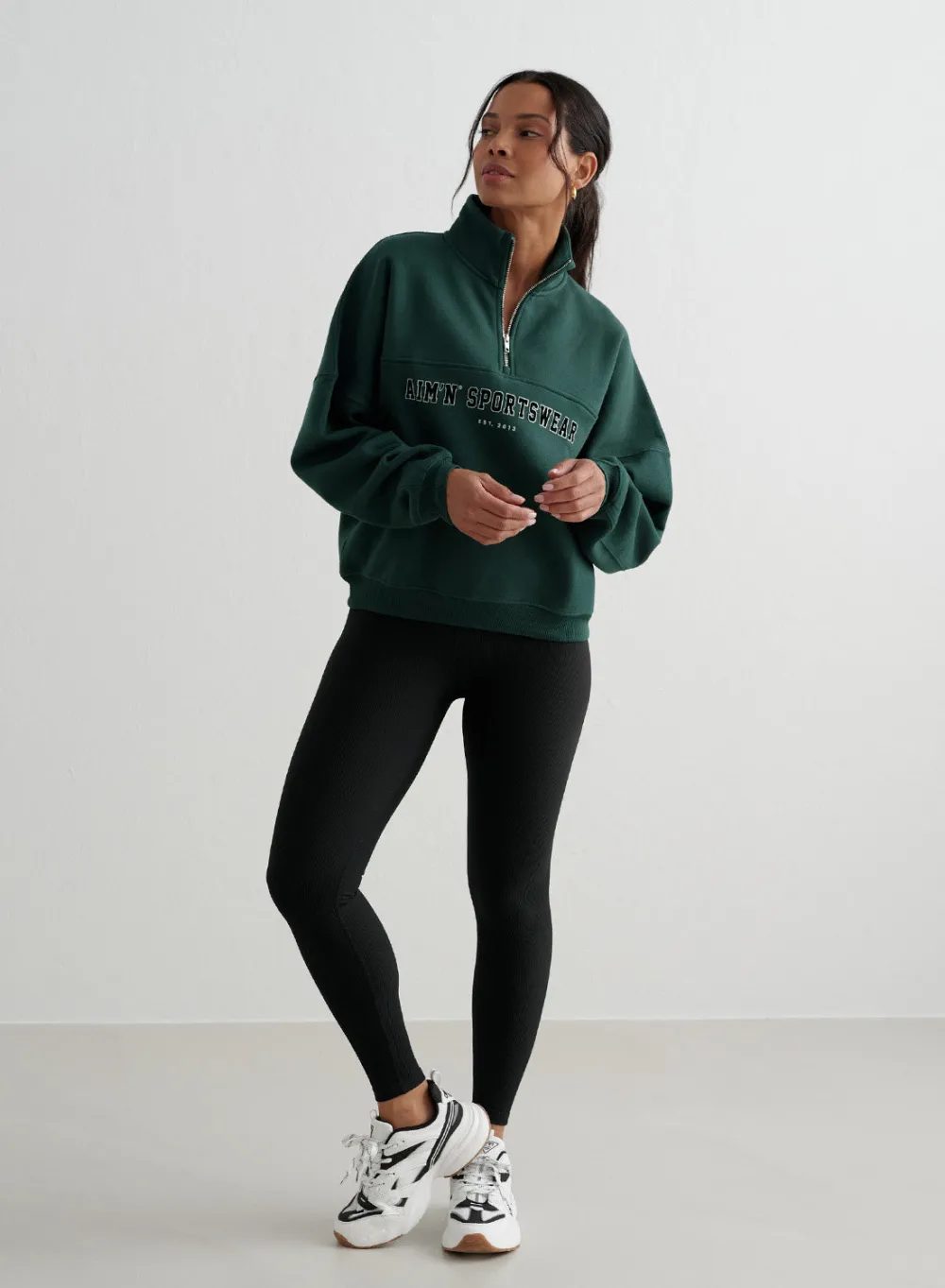 Langermede Skjorter|Sweatshirts^AIM’N Varsity Sweat Half Zip Deep emerald