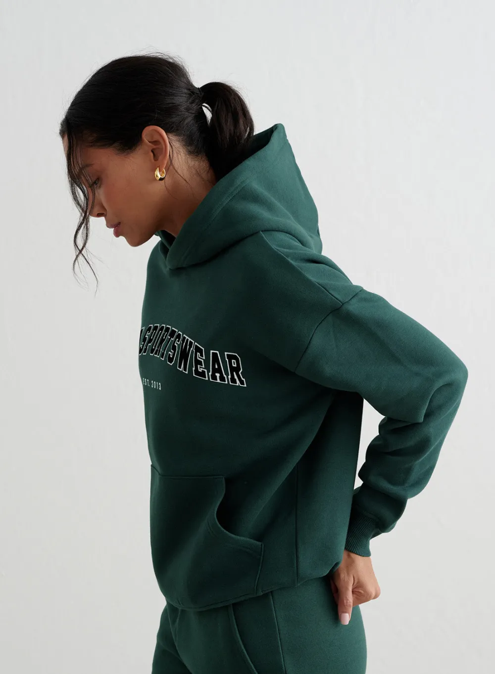 Langermede Skjorter|Sweatshirts^AIM’N Varsity Sweat Hood Deep emerald