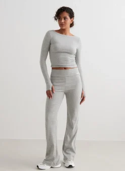 Langermede Skjorter|Everyday Shirts^AIM’N Ease Ribbed Long Sleeve Top Grey melange