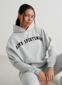 Langermede Skjorter|Sweatshirts^AIM’N Varsity Sweat Hood Grey melange