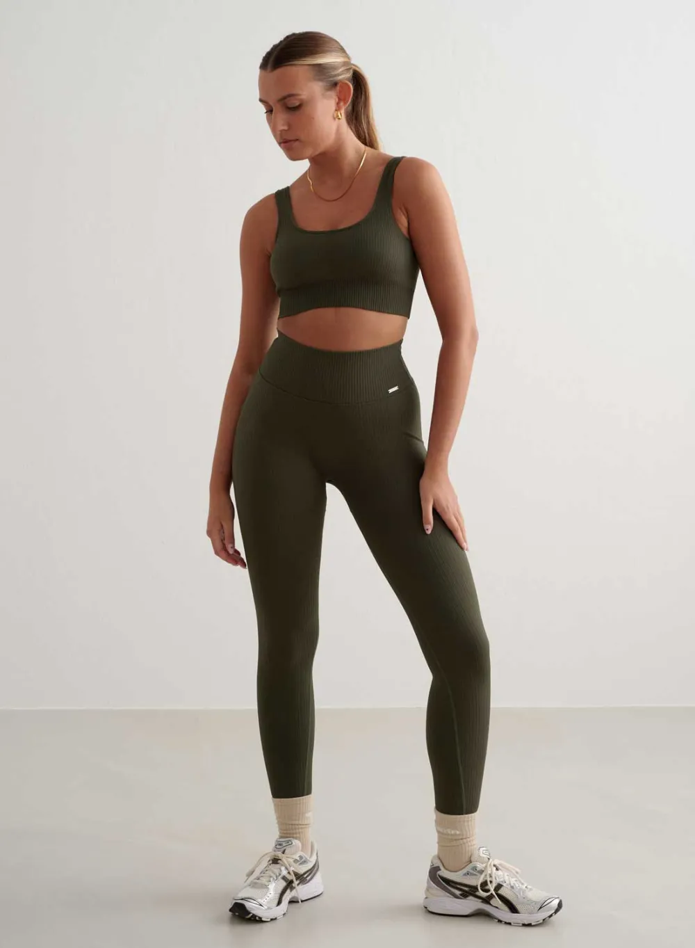 Ribbed Sports Bras|Seamless Sports Bras^AIM’N Ribbed Seamless Bra Khaki