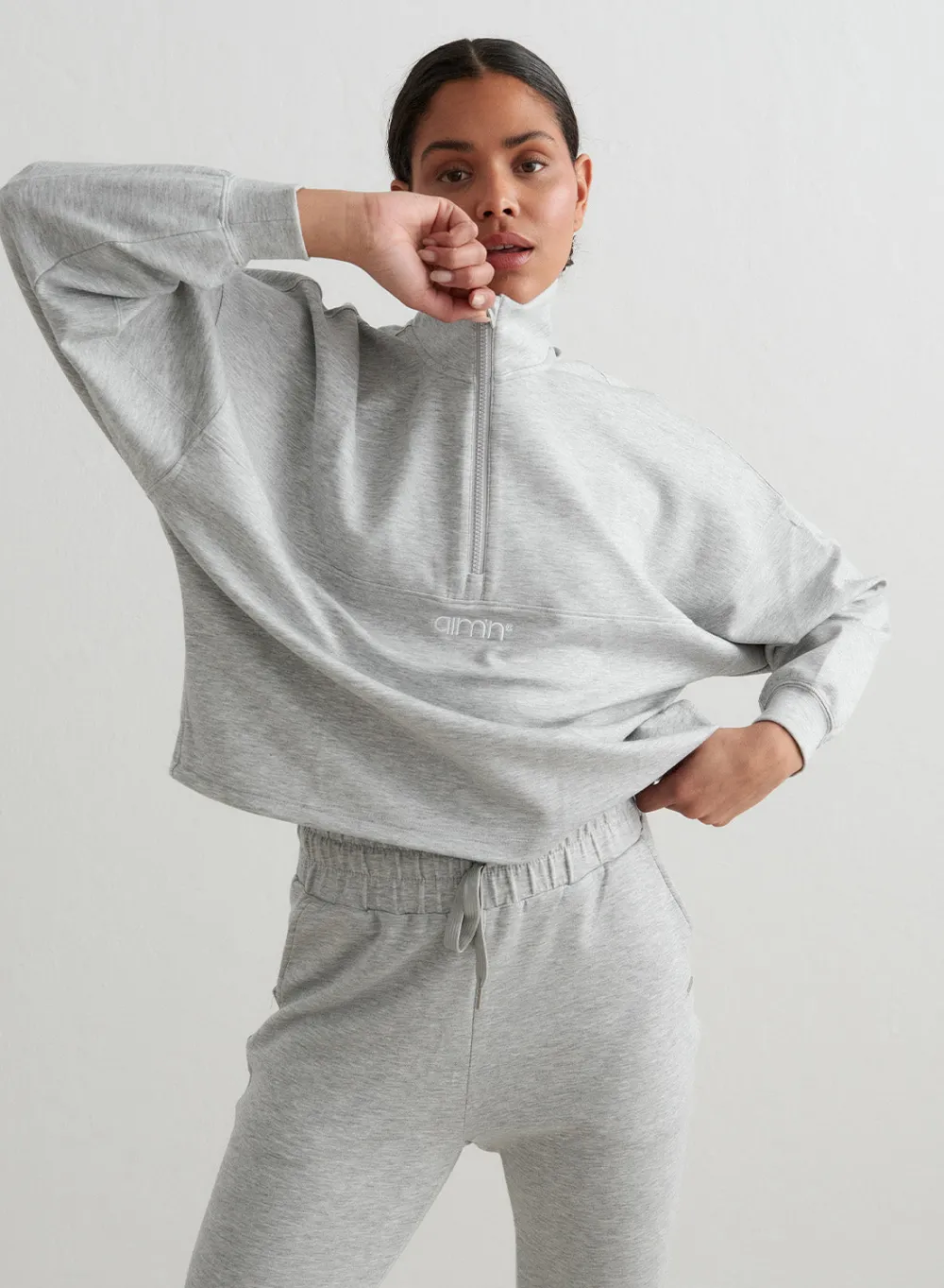 Sweatshirts|Gensere^AIM’N Melange Comfy Half Zip Light Grey