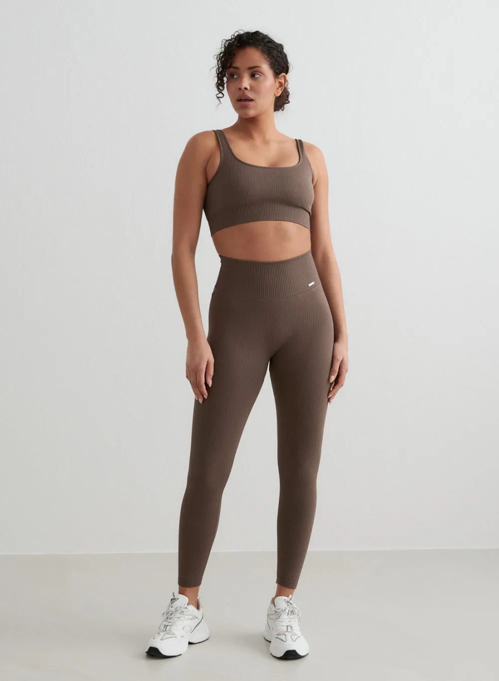 Treningstights|Ribbete Tights^AIM’N Ribbed Seamless Tights Macchiato