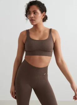 Ribbed Sports Bras|Seamless Sports Bras^AIM’N Ribbed Seamless Tank Bra Macchiato