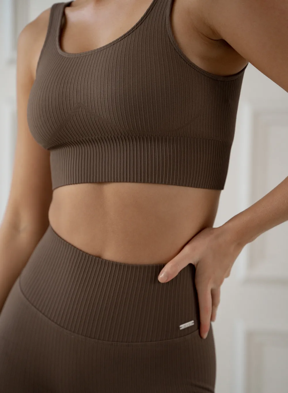 Ribbed Sports Bras|Seamless Sports Bras^AIM’N Ribbed Seamless Tank Bra Macchiato